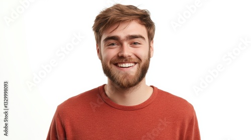 Wallpaper Mural Smiling bearded young male model rejoices coming weekends, dressed casually, isolated over white background. Positive pleased student being in good mood after successfully passed exams at college Torontodigital.ca