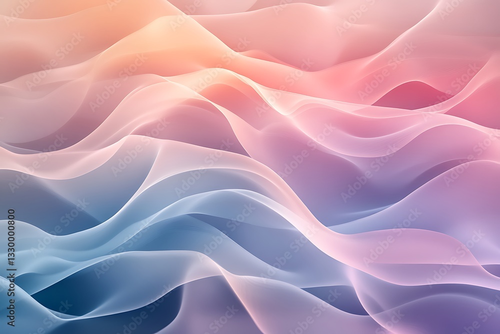 Fototapeta premium Soft 3D Glass Waves – Pastel Translucent Fluid Curves with Dreamy Glow