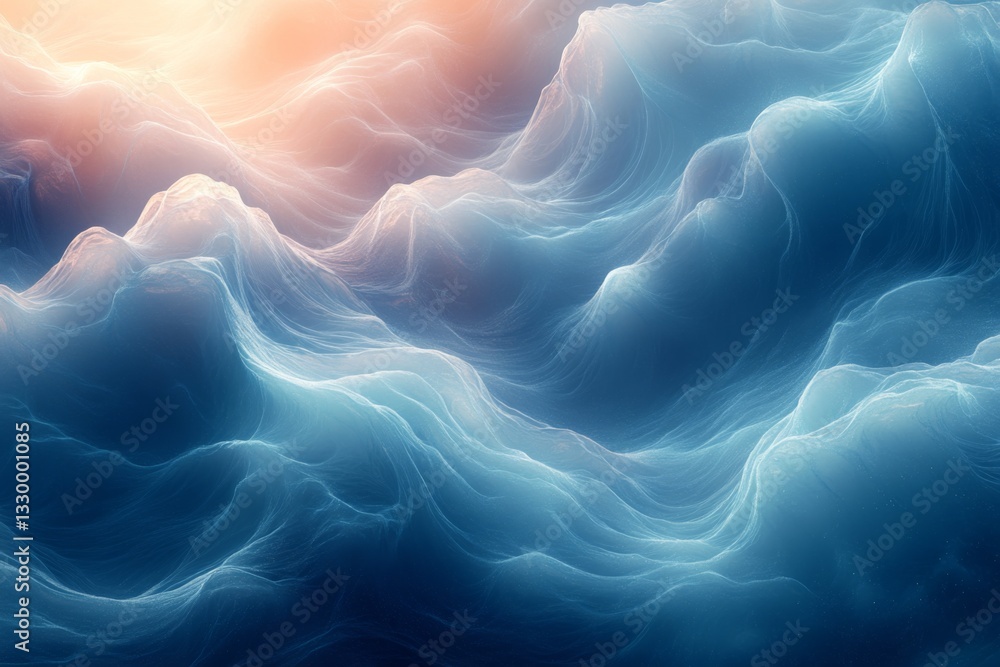 Blue Fluid Abstract Mountains