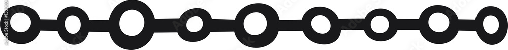Linear border with circles attached to a line. Vector illustration made with lines and dots creating a horizontal border Linear border with circles attached to a line. Vector illustration made with lines and dots creating a horizontal border