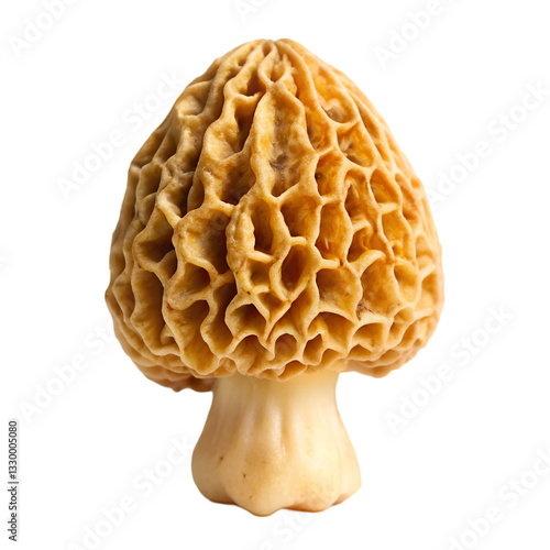Golden morel mushroom isolated on transparent background