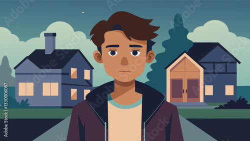 A struggling Gen X filmmaker finally gets their break when their comingofage story set in a suburban neighborhood receives critical acclaim.. Vector illustration
