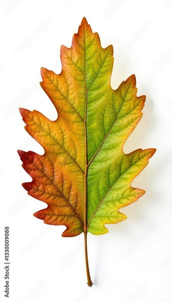 Fototapeta premium Single Oak Leaf isolated on crisp white background, white background, leafy, leaf