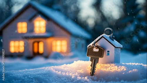 Winter Home Key Real Estate Cozy House New Property