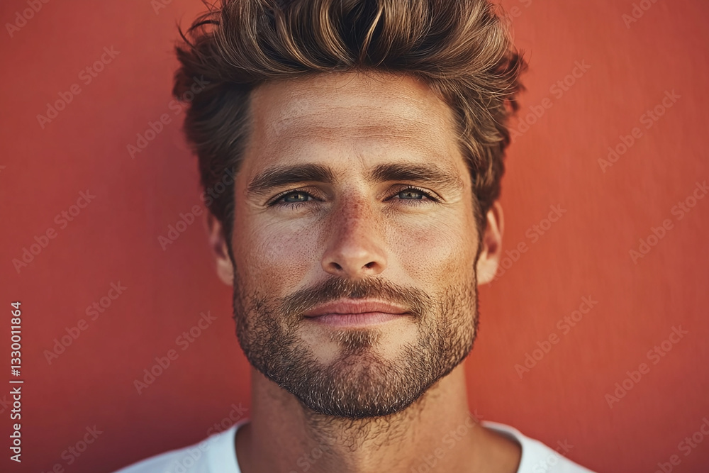 Fototapeta premium Man portrait close up, handsome male portrait close up