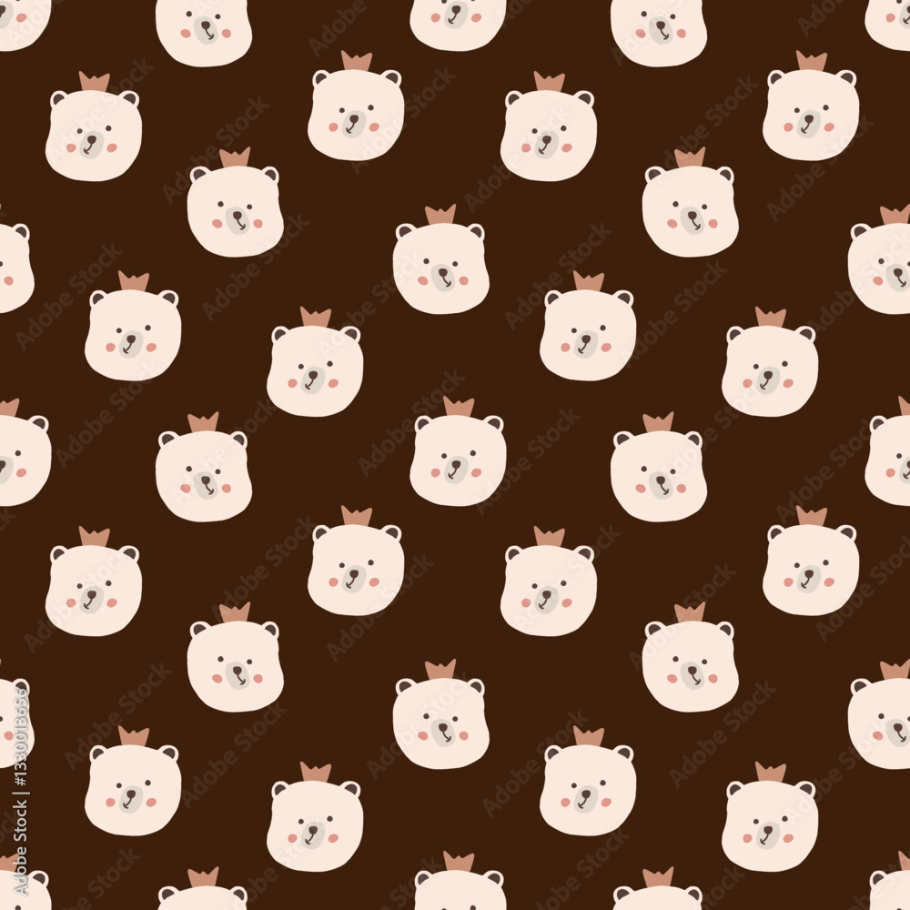 Cute bear faces create a cheerful kids pattern. Seamless background. Vector illustration Cute bear faces create a cheerful kids pattern. Seamless background. Vector illustration