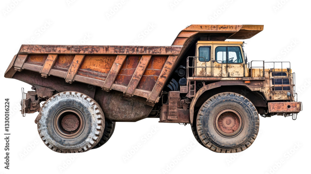Obraz premium Large rusty dump truck isolated on transparent background