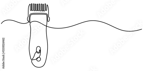 Continuous one line hair clipper. Vintage hair clipper isolated on a white background. Barbershop concept. Vector illustration, Electric hair clipper, beard trimmer one line continuous drawing. 