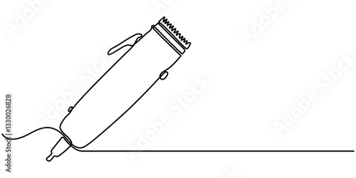 Continuous one line hair clipper. Vintage hair clipper isolated on a white background. Barbershop concept. Vector illustration, Electric hair clipper, beard trimmer one line continuous drawing. 