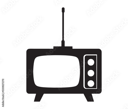 Minimalist old-school television silhouette. Retro tv set isolated. 
