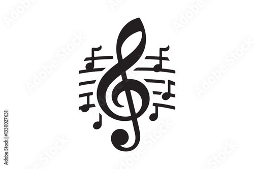 Musical staves icon silhouette illustration with white background.