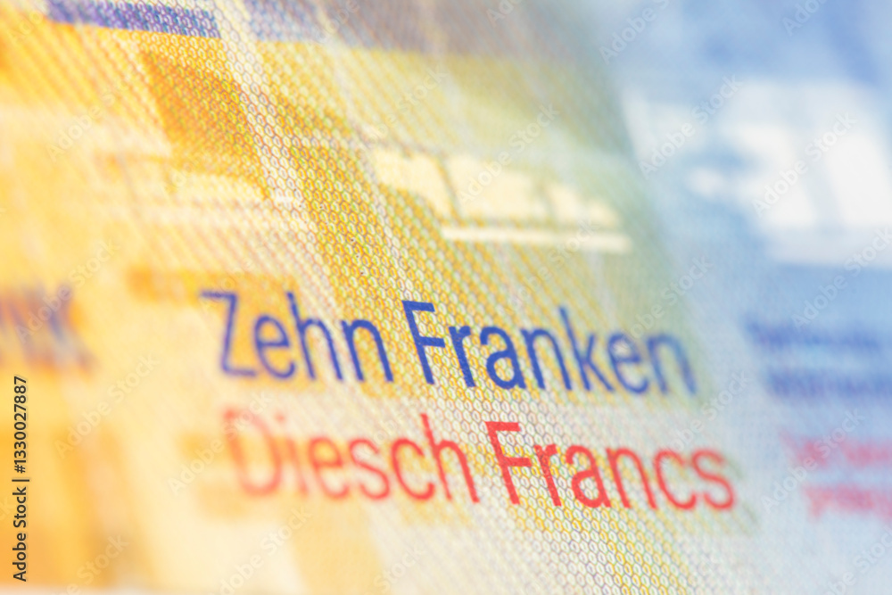 Ein Detail von einem 10 Schweizer Franken Geldschein