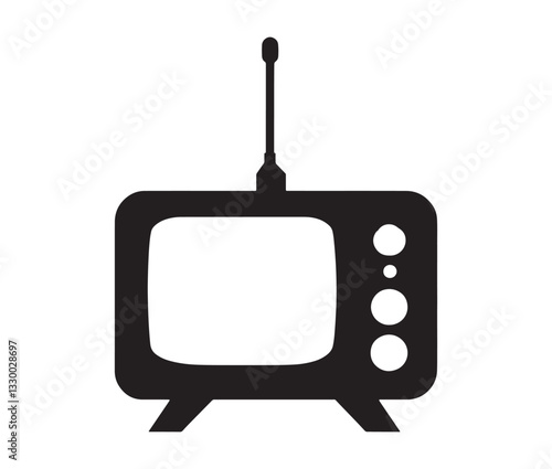 Minimalist old-school television silhouette. Retro tv set isolated. 