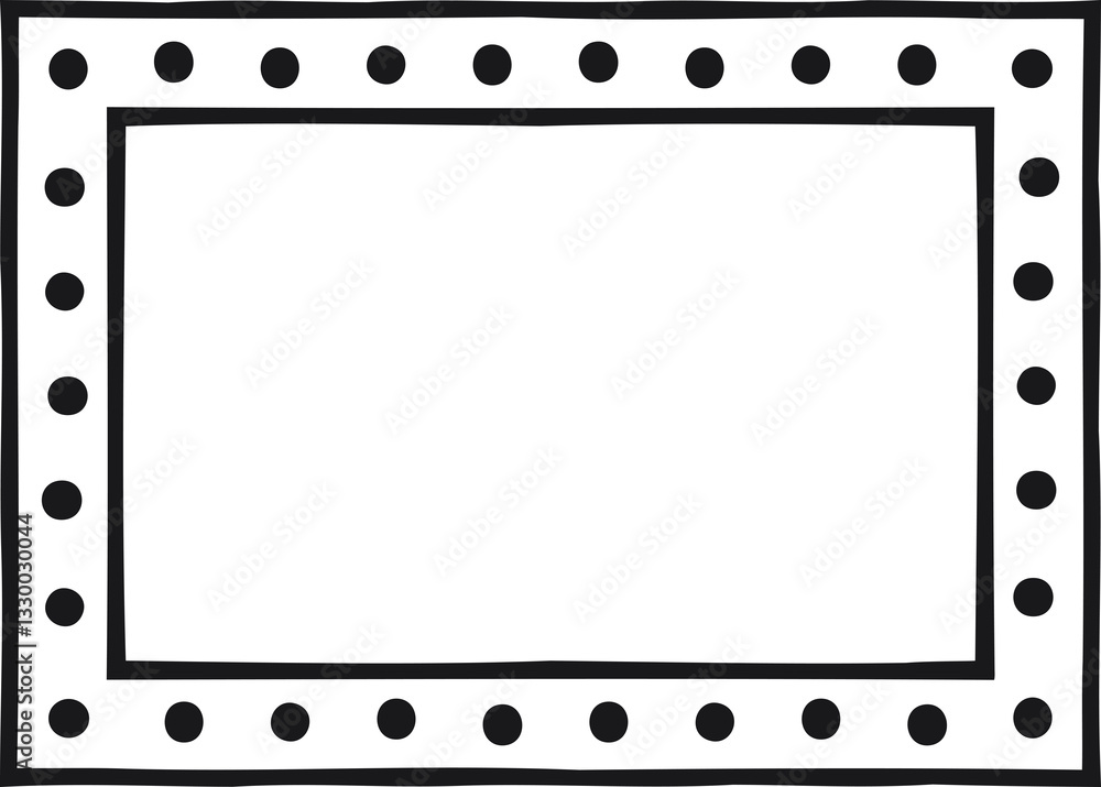 Rectangular border with dots inside a line. Vector illustration made with lines and dots creating a rectangular border Rectangular border with dots inside a line. Vector illustration made with lines and dots creating a rectangular border