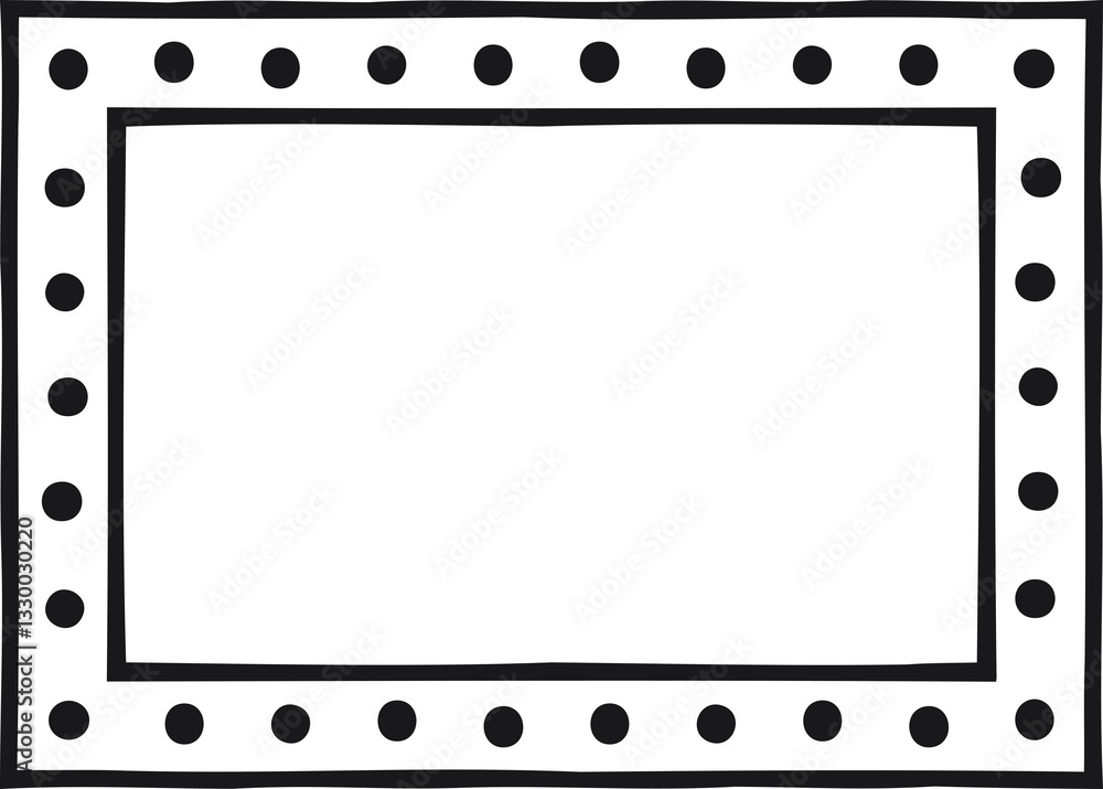 Rectangular border with dots inside a line. Vector illustration made with lines and dots creating a rectangular border Rectangular border with dots inside a line. Vector illustration made with lines and dots creating a rectangular border