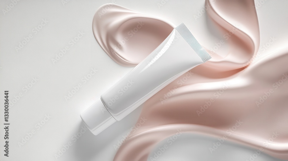 Soft Matte White Cream Tube on Elegant Surface Soft Matte White Cream Tube on Elegant Surface