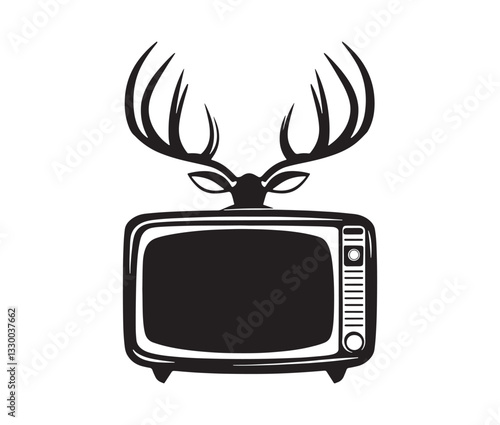 Minimalist old-school television silhouette. Retro tv set isolated. 