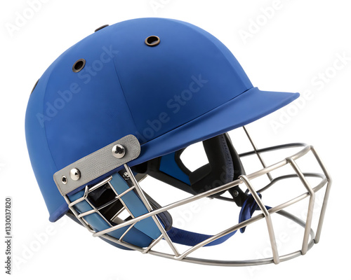 blue cricket helmet with steel grill