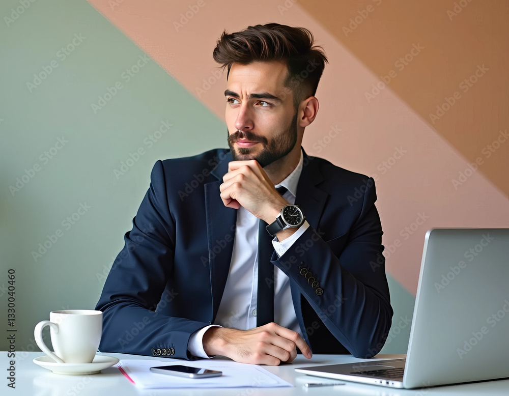 Confident Businessman Smiling in a Modern Office Setting (54) Confident Businessman Smiling in a Modern Office Setting (54)