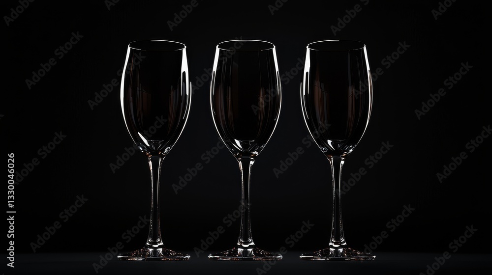 Elegant empty glasses on a dark background. Elegant empty glasses on a dark background.
