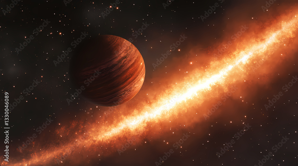 A lone planet in the vastness of space. Infinite Glow. Illustration A lone planet in the vastness of space. Infinite Glow. Illustration