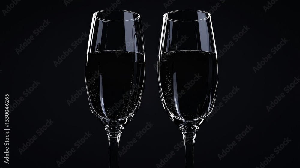 Elegant glasses filled with dark beverage. Elegant glasses filled with dark beverage.