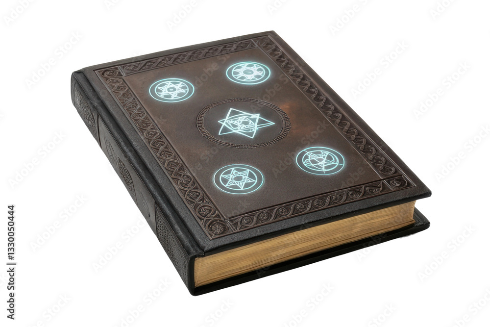 Mystical book with ancient symbols and magical designs for creative projects and storytelling