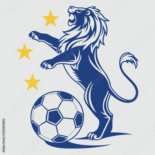 Lion Soccer Ball T-Shirt Design: Powerful Feline Football Graphic