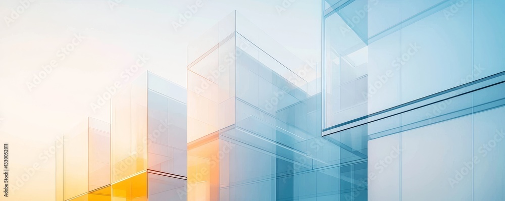 Fototapeta premium Modern architecture with glass surfaces and light.