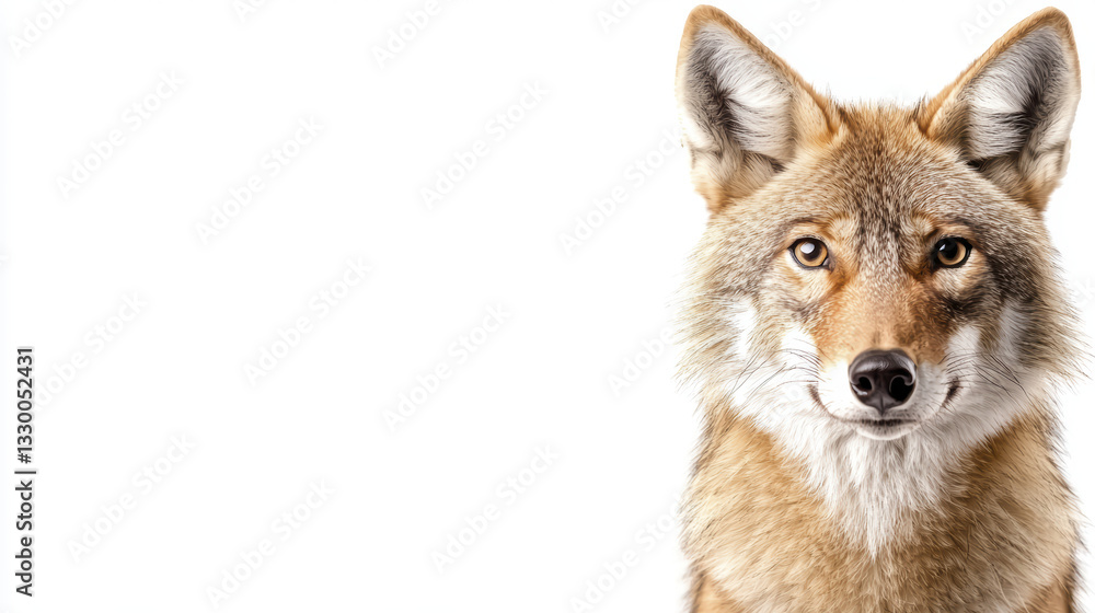 Fototapeta premium Coyote portrait with detailed fur and expressive eyes, showcasing wildlife beauty