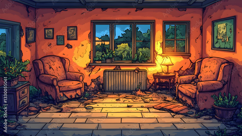 Fototapeta premium Abandoned Room, Evening Light