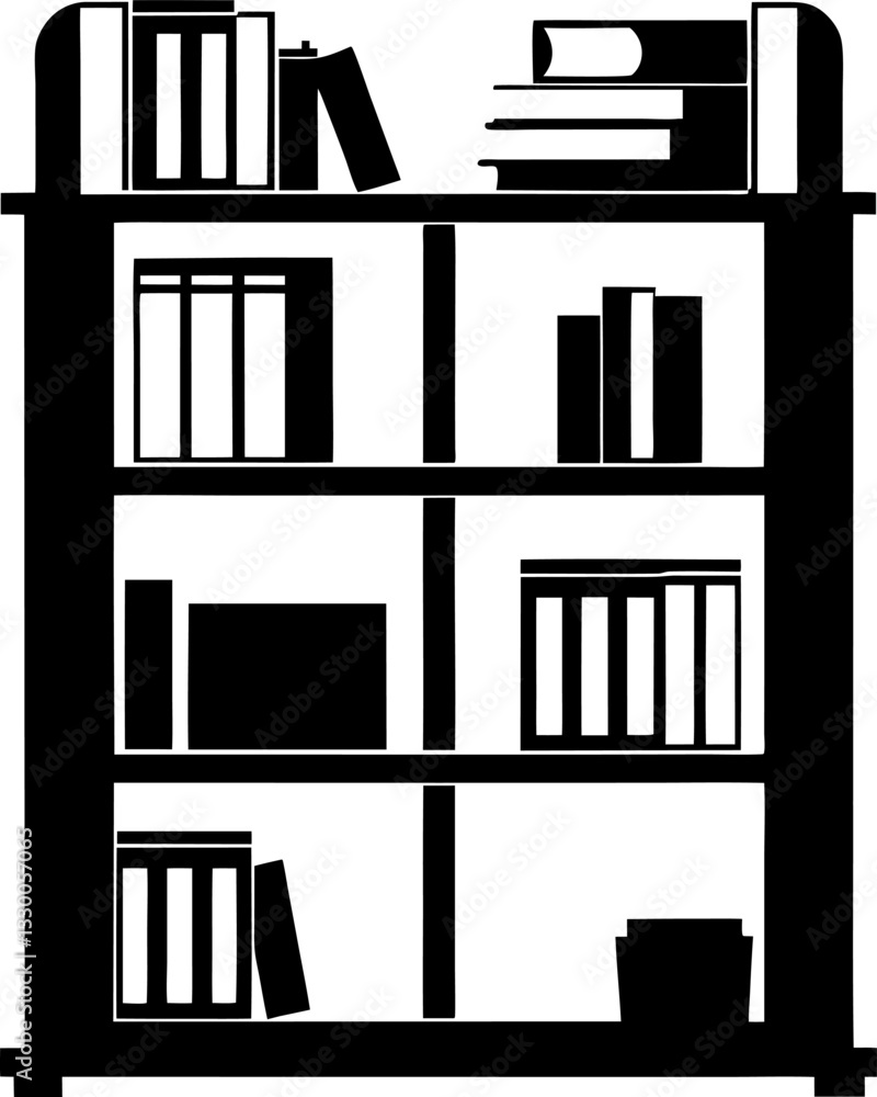 Bookshelf Vector Illustration | Library Storage Clipart Bookshelf Vector Illustration | Library Storage Clipart