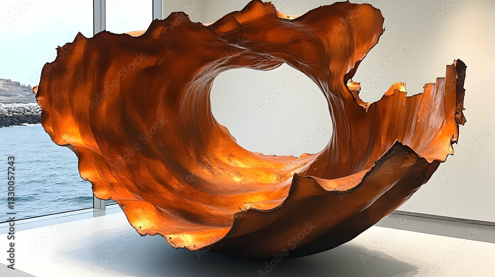 Obraz premium Abstract copper sculpture, flowing form