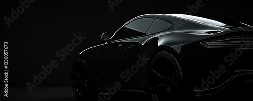 Sleek black sports car in dramatic lighting.