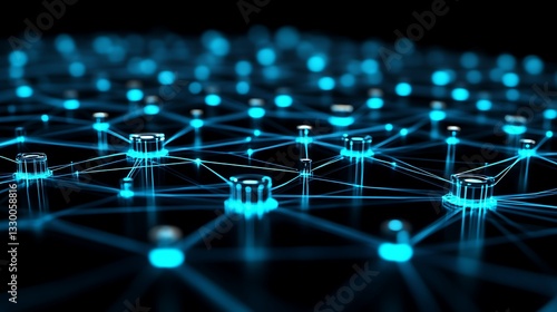 Abstract Network Digital Connections Illuminated Nodes