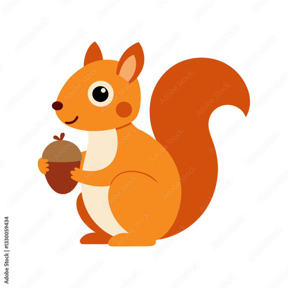 Curious Squirrel Holding An Acorn Illustration Curious Squirrel Holding An Acorn Illustration