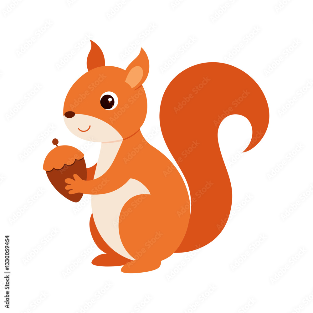 Curious Squirrel Holding An Acorn Illustration Curious Squirrel Holding An Acorn Illustration