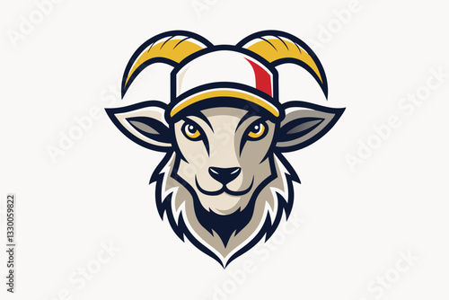 goat logo vector with cap on head