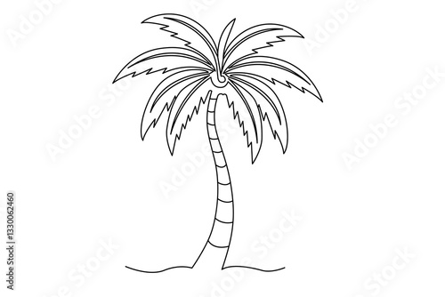 Continuous one line art drawing of palm tree vector illustration design