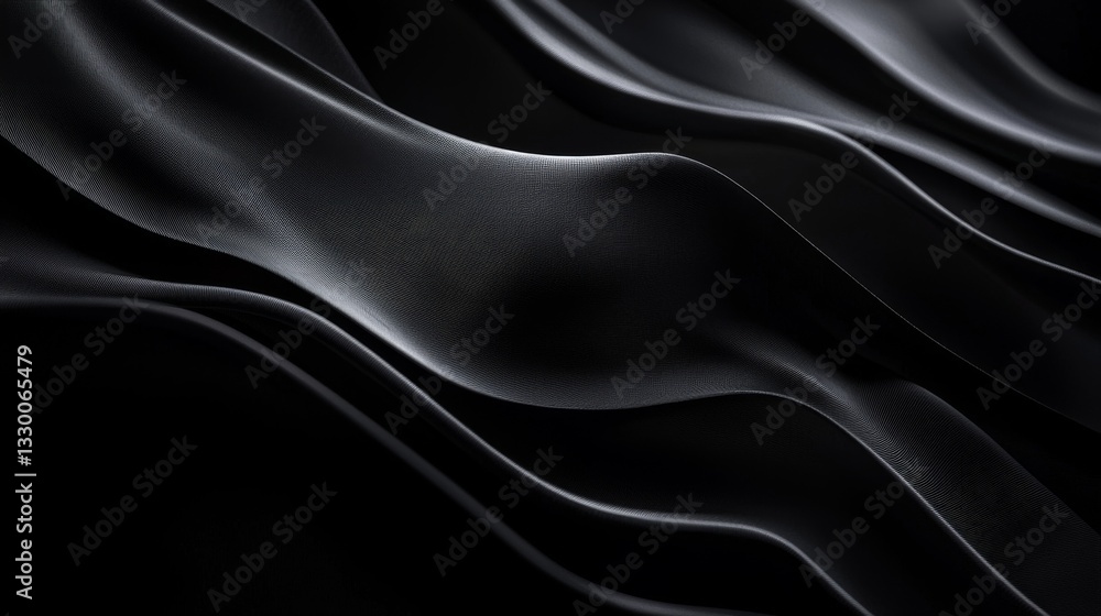 Smooth black waves creating an elegant texture.