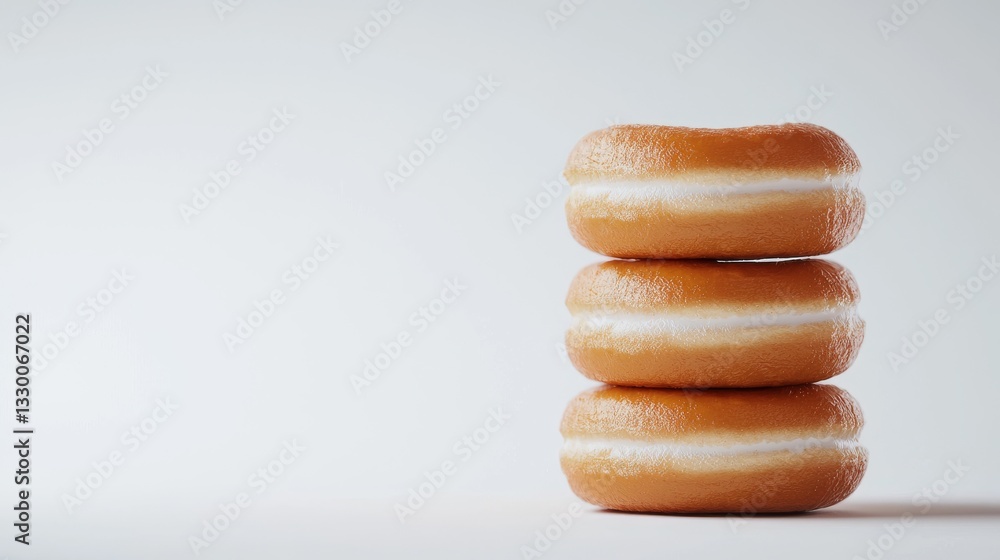 Three soft donuts on white background. Three soft donuts on white background.