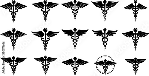 Snake medical icon, caduceus vector sign
