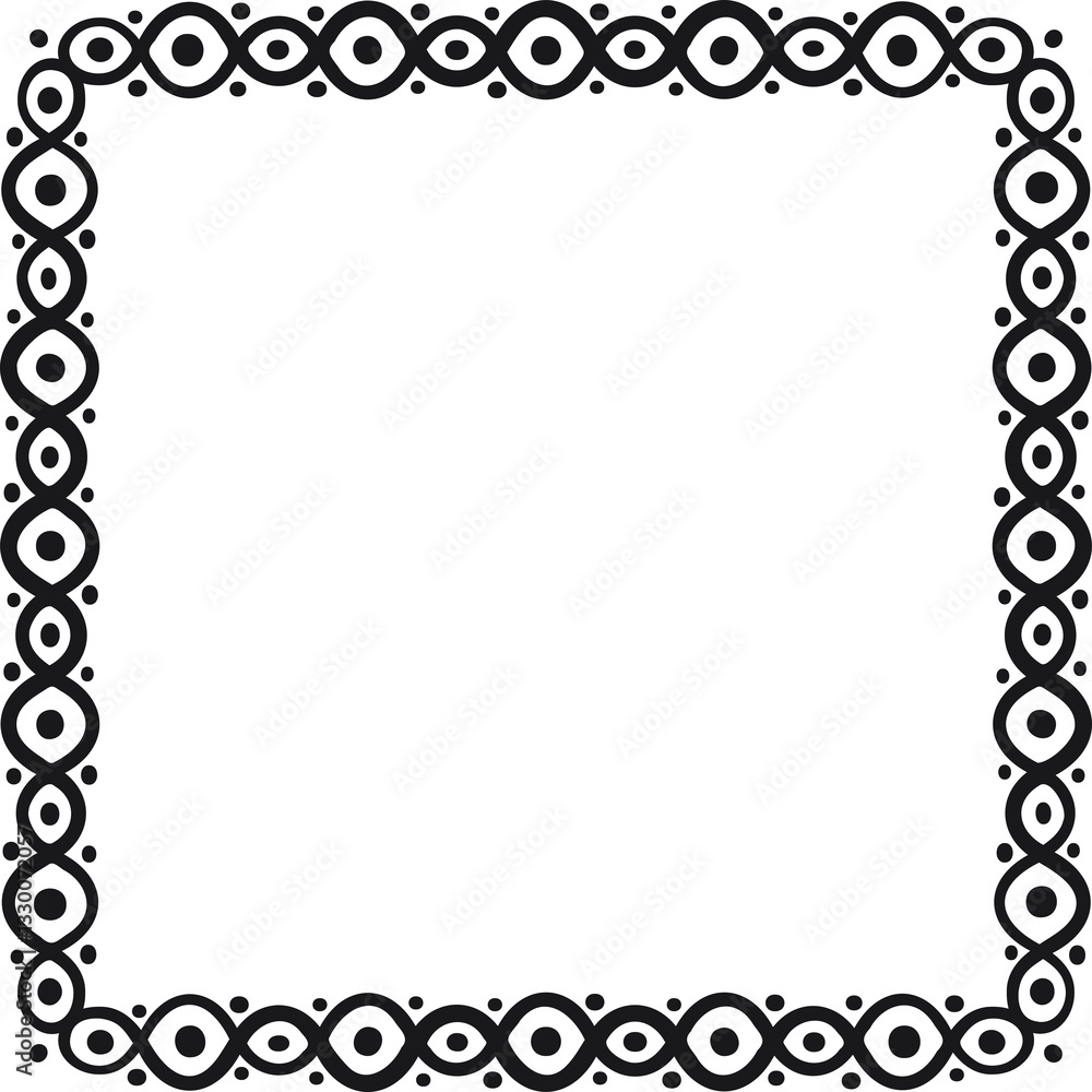 Square border with circles and dots. Vector illustration made with lines and dots creating a square border Square border with circles and dots. Vector illustration made with lines and dots creating a square border