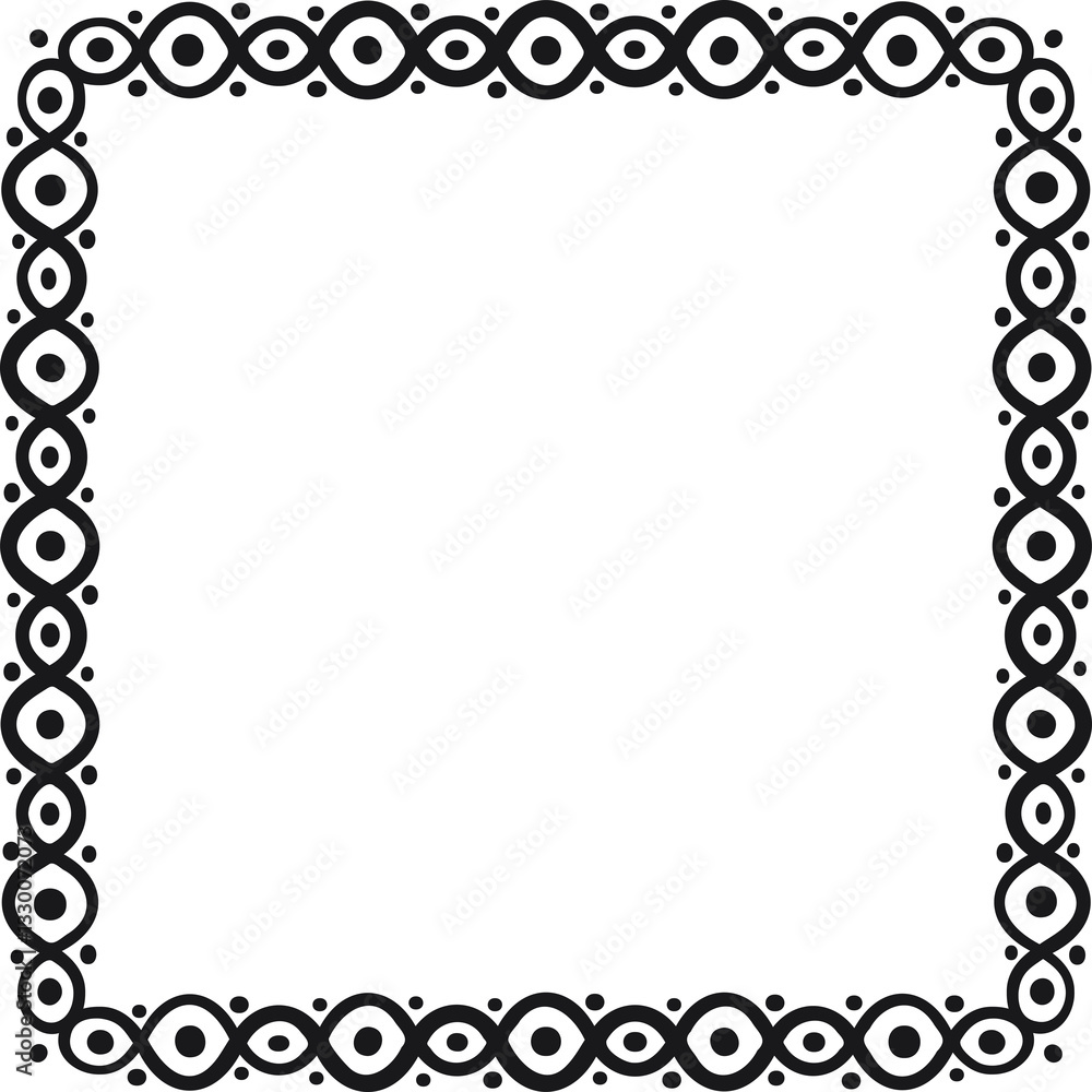 Square border with circles and dots. Vector illustration made with lines and dots creating a square border Square border with circles and dots. Vector illustration made with lines and dots creating a square border