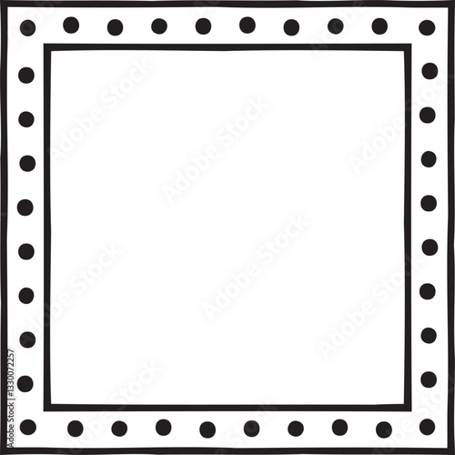 Square border with small dots inside a line. Vector illustration made with lines and dots creating a square border