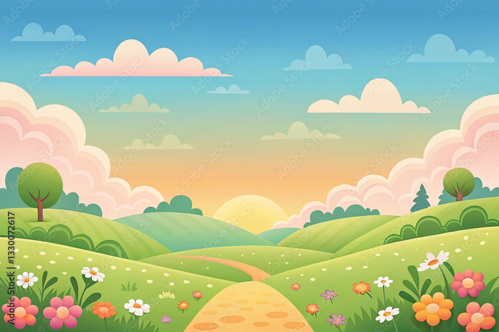 Obraz premium Colorful spring landscape with a path