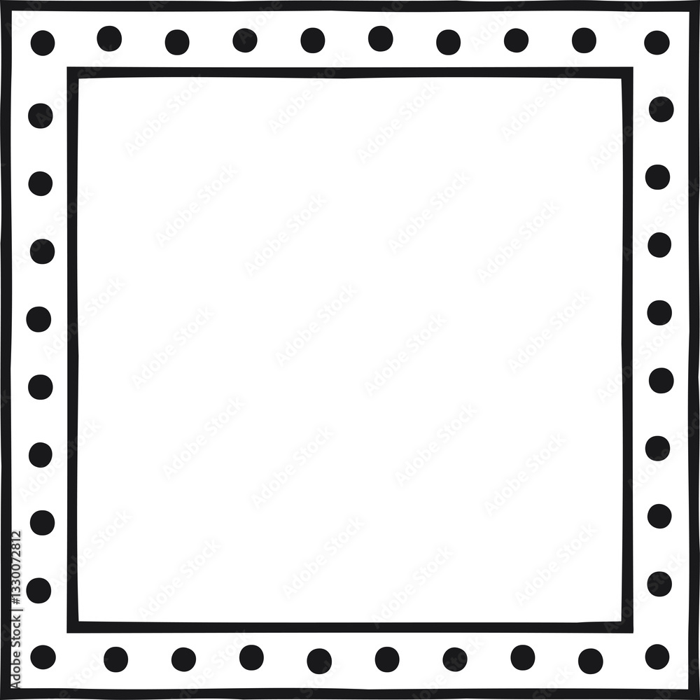 Square border with small dots inside a line. Vector illustration made with lines and dots creating a square border Square border with small dots inside a line. Vector illustration made with lines and dots creating a square border