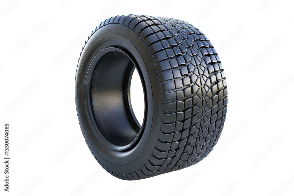 Obraz premium A single car tyre in motion with deep grooves