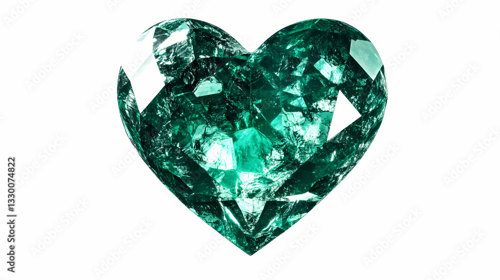 Emerald shining heart isolated on white background. Emerald Shine. Illustration Emerald shining heart isolated on white background. Emerald Shine. Illustration