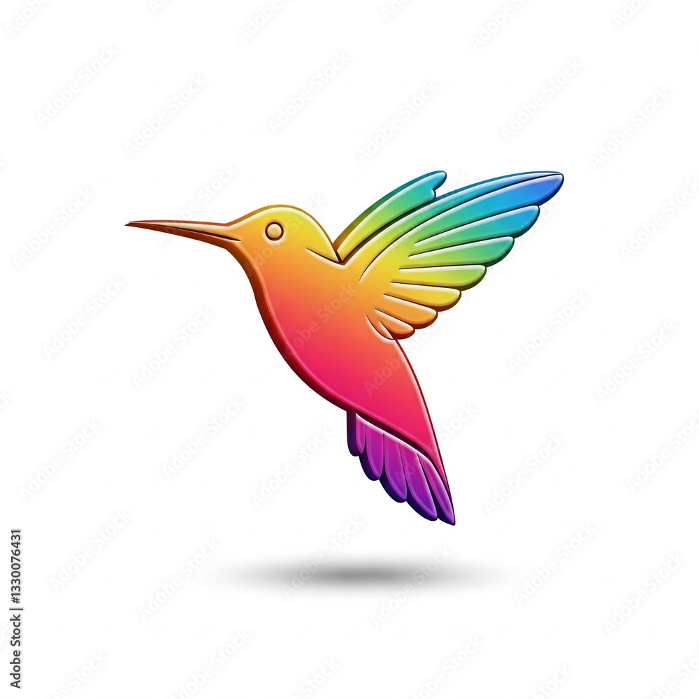 Obraz premium 3D hummingbird logo on a white background.